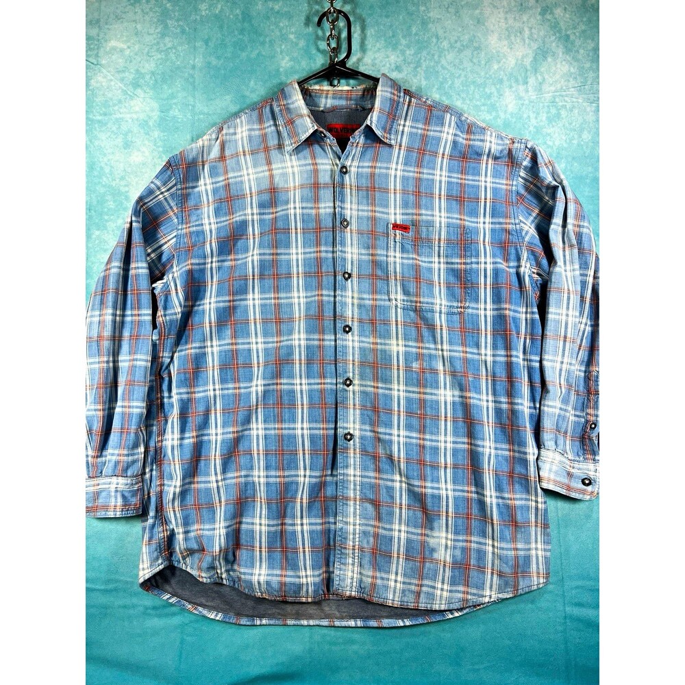 Wolverine Men's XL Blue/White/Red Plaid Long Sleeve Liner Shirt w/ Pockets